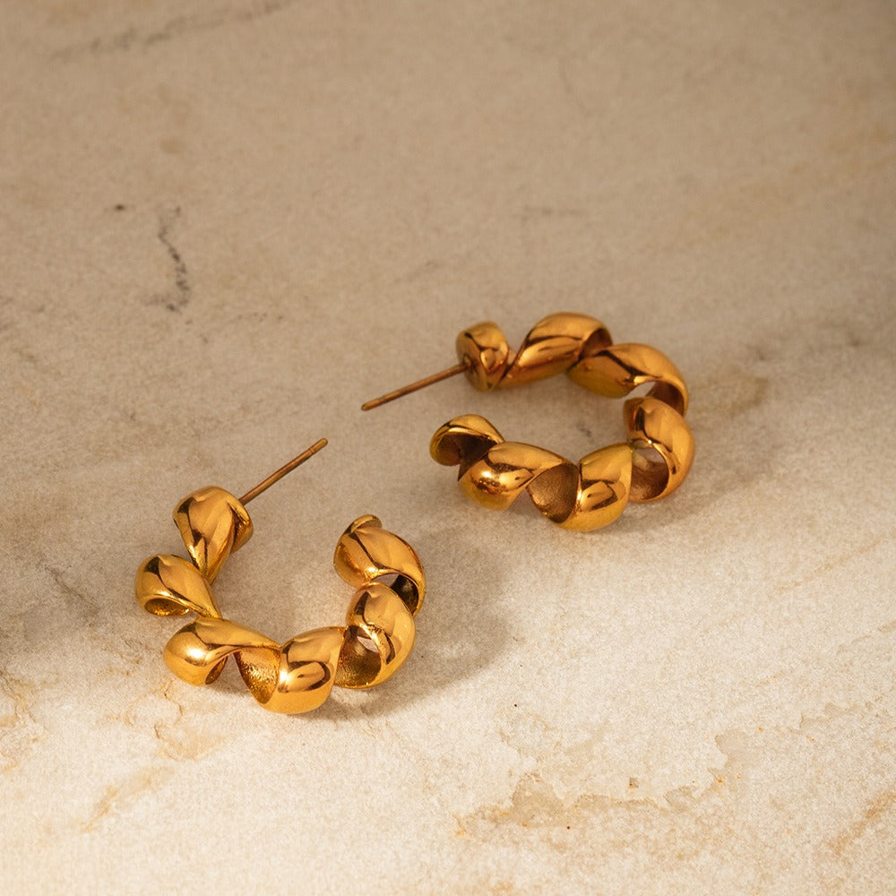 Geometric Twisted Titanium Steel Hoop Earrings