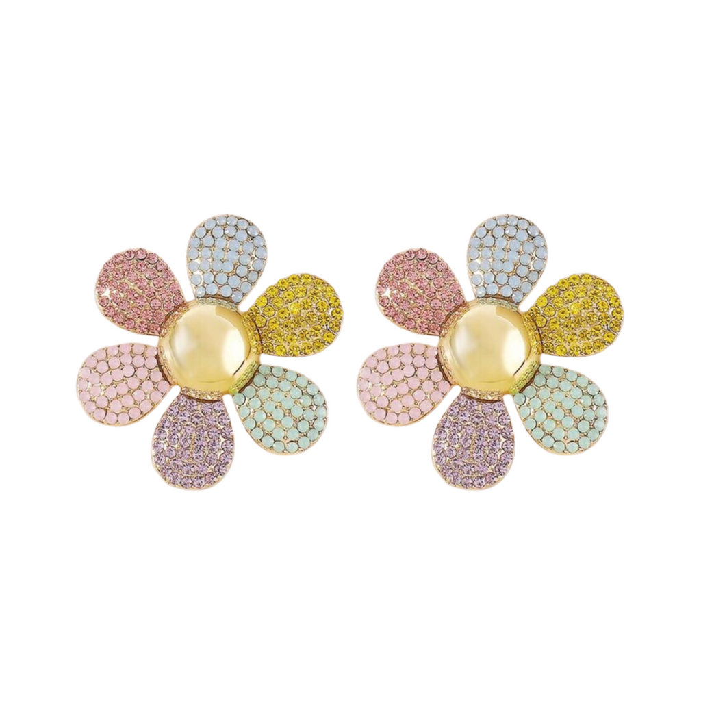 Oversized Open Flower Stud Earrings