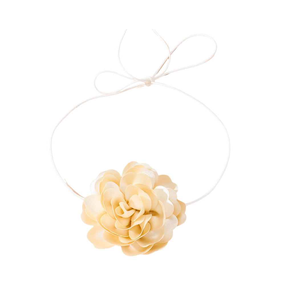 Retro Exaggerated Large Flower Tie Collar Neck Strap Necklace