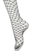 Ava Pearl Embellished Fishnets - Black