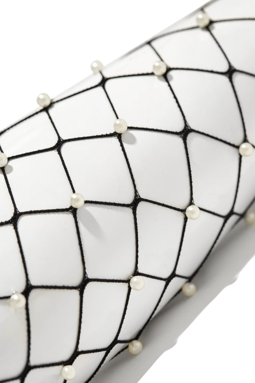 Ava Pearl Embellished Fishnets - Black